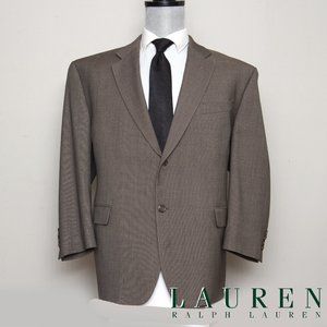LAUREN by RALPH LAUREN Men's Blazer Jacket SportCoat Brown 100% Wool - 46S